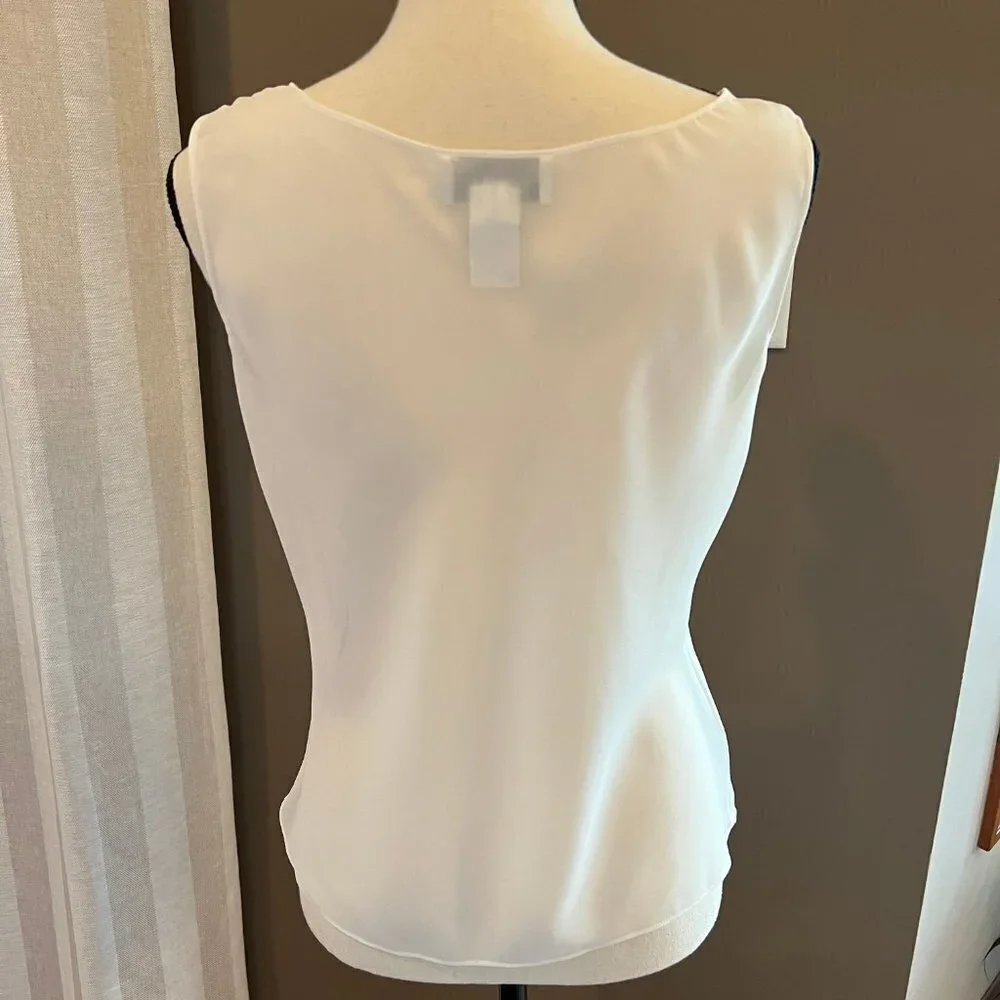 (2) Cream sheer sleeveless blouse, Size 8 - Picture 2 of 4